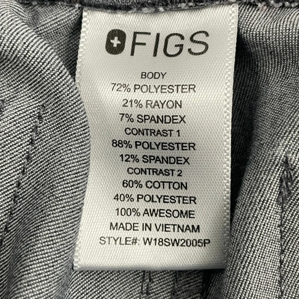 FIGS Zamora Jogger Scrub Pant Womens XS Gray Slim Fit Elastic Waist Pocket Nurse - Picture 10 of 15